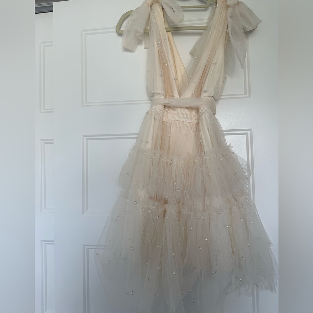 Pearl Mini Dress - Ivory | Size Medium